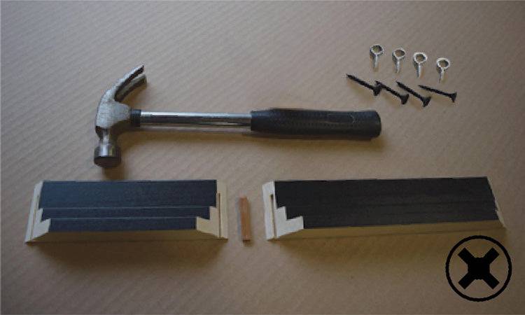 Assembly requires only a hammer, a Phillips screwdriver, and a hard, flat surface